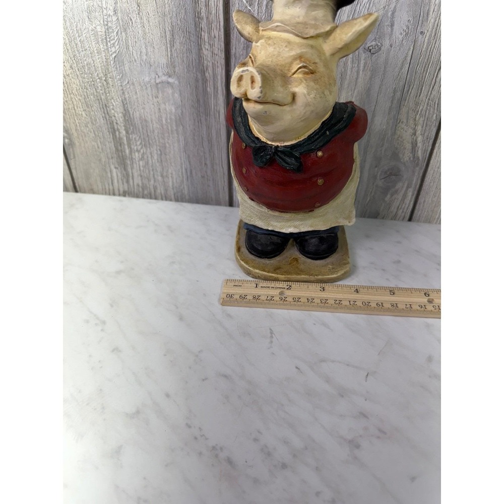 Vintage Style Chef Pig Figurine Toothpick Holder Resin Kitchen Decor Red Blue - Picture 8 of 9